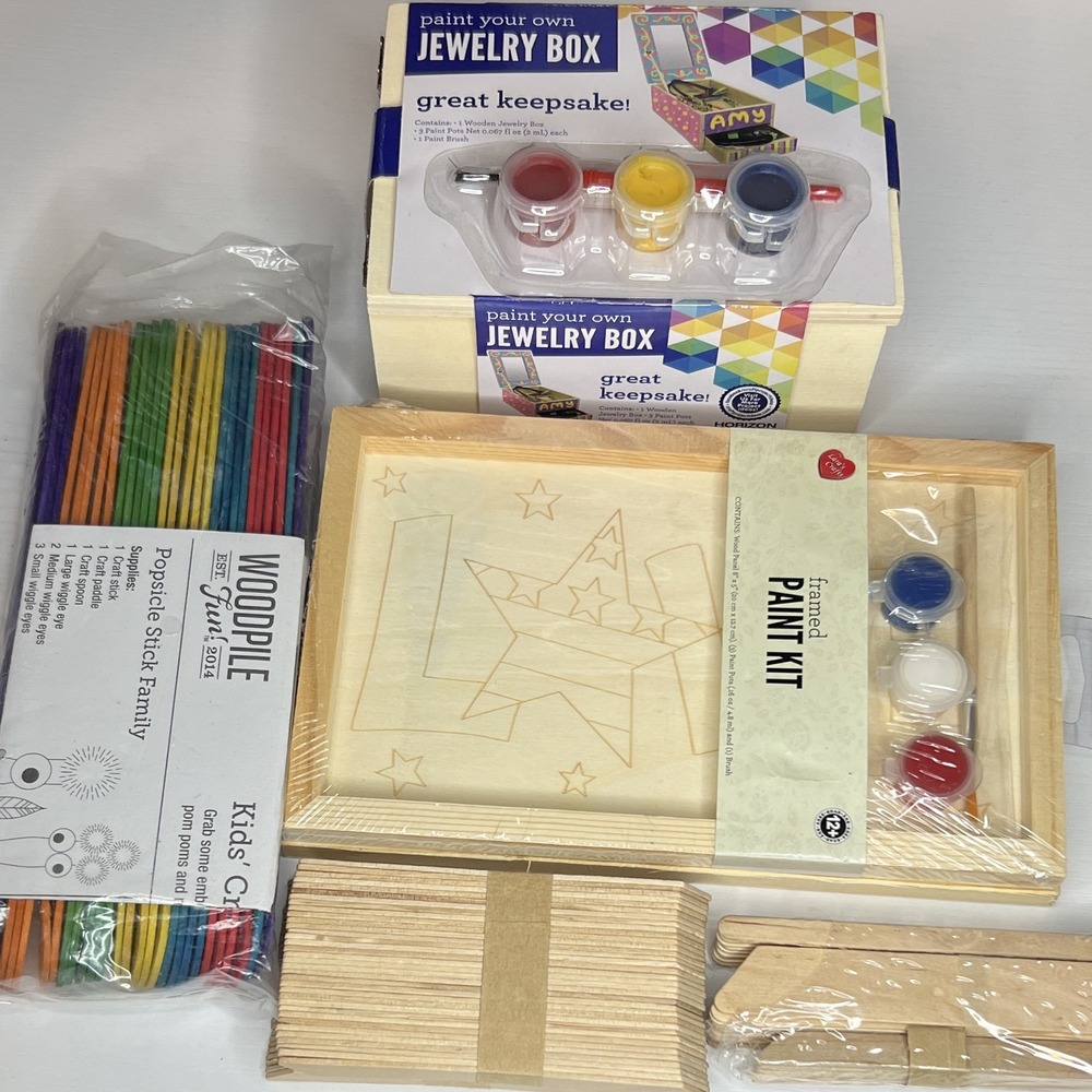 Horizon Group USA Paint Your Own Jewelry Box 53496D Craft Kit Lot w/ Framed Kit